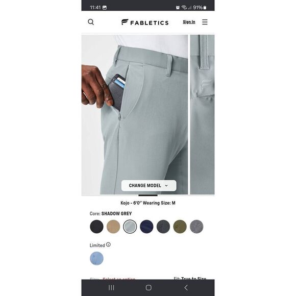 New Small Short Fabletics Shadow Grey The Only Pants NWT Casual Athletic - Picture 4 of 11